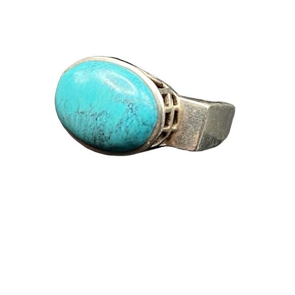 Silpada Geometric 925 Turquoise Oval o. Square Ring R0786 - Picture 7 of 10